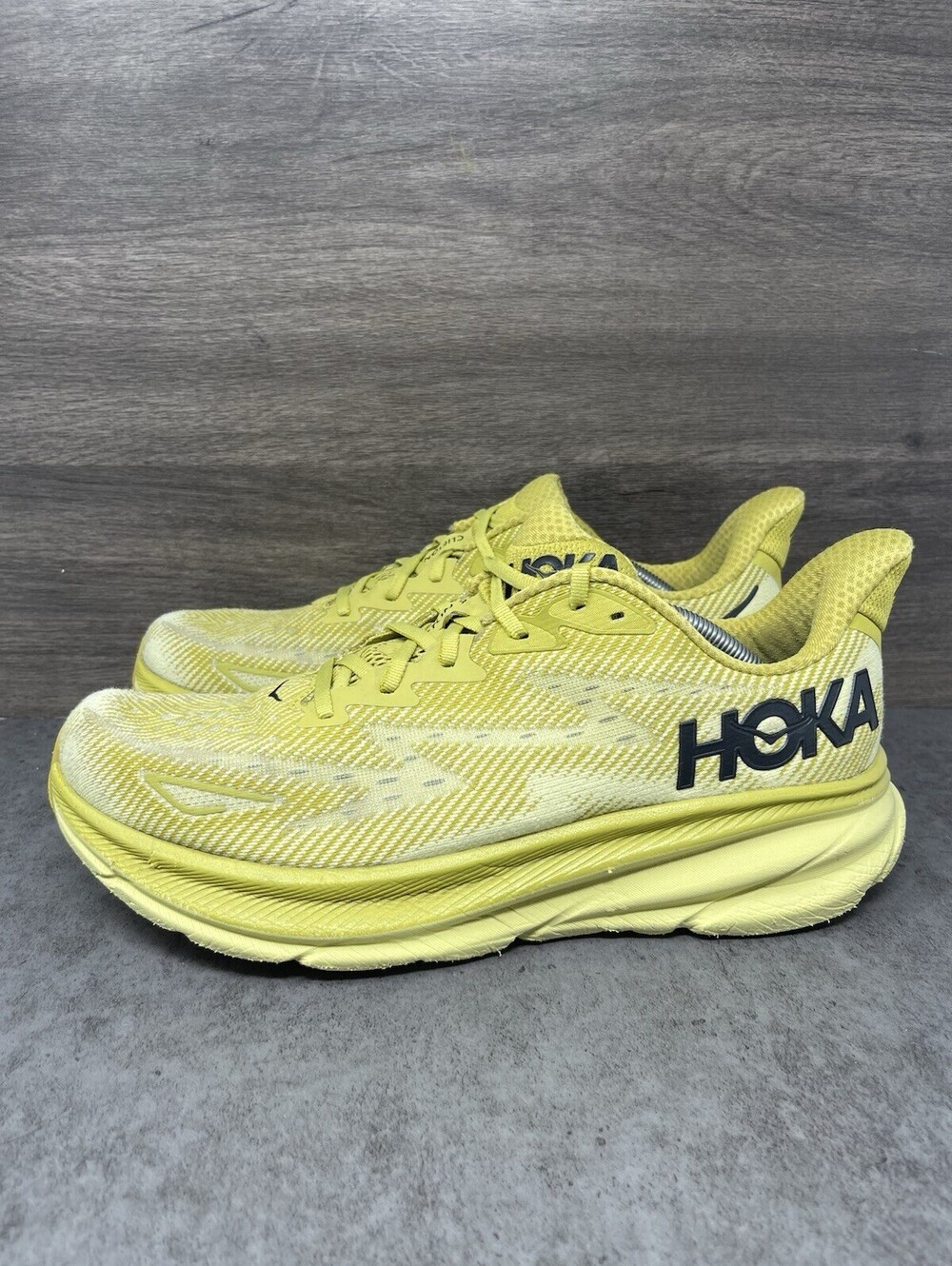 HOKA Clifton 9 Golden Lichen Size 12 Mens Running Shoes Yellow 1127895 One One